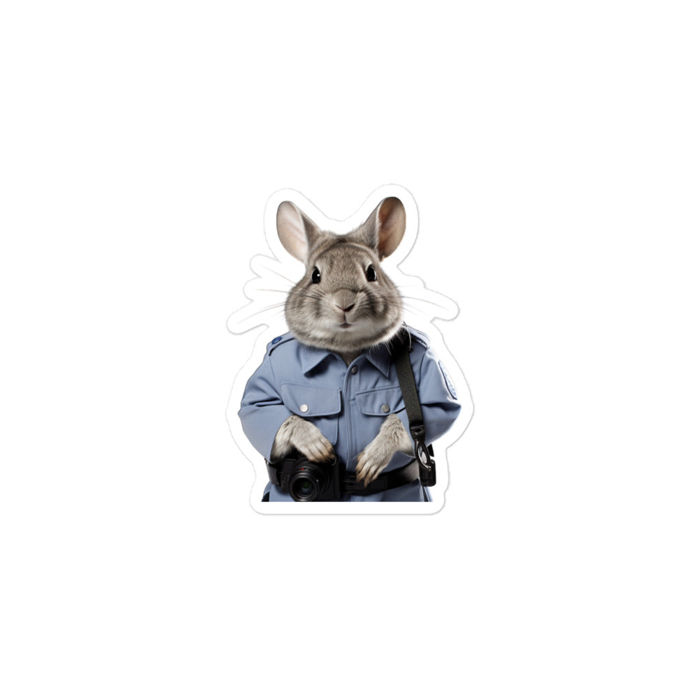 Chinchilla Security Officer Bunny Sticker - Stickerfy.ai