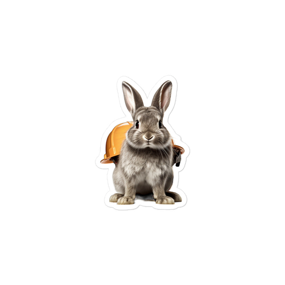 Chinchilla Contractor Bunny Sticker - Stickerfy.ai