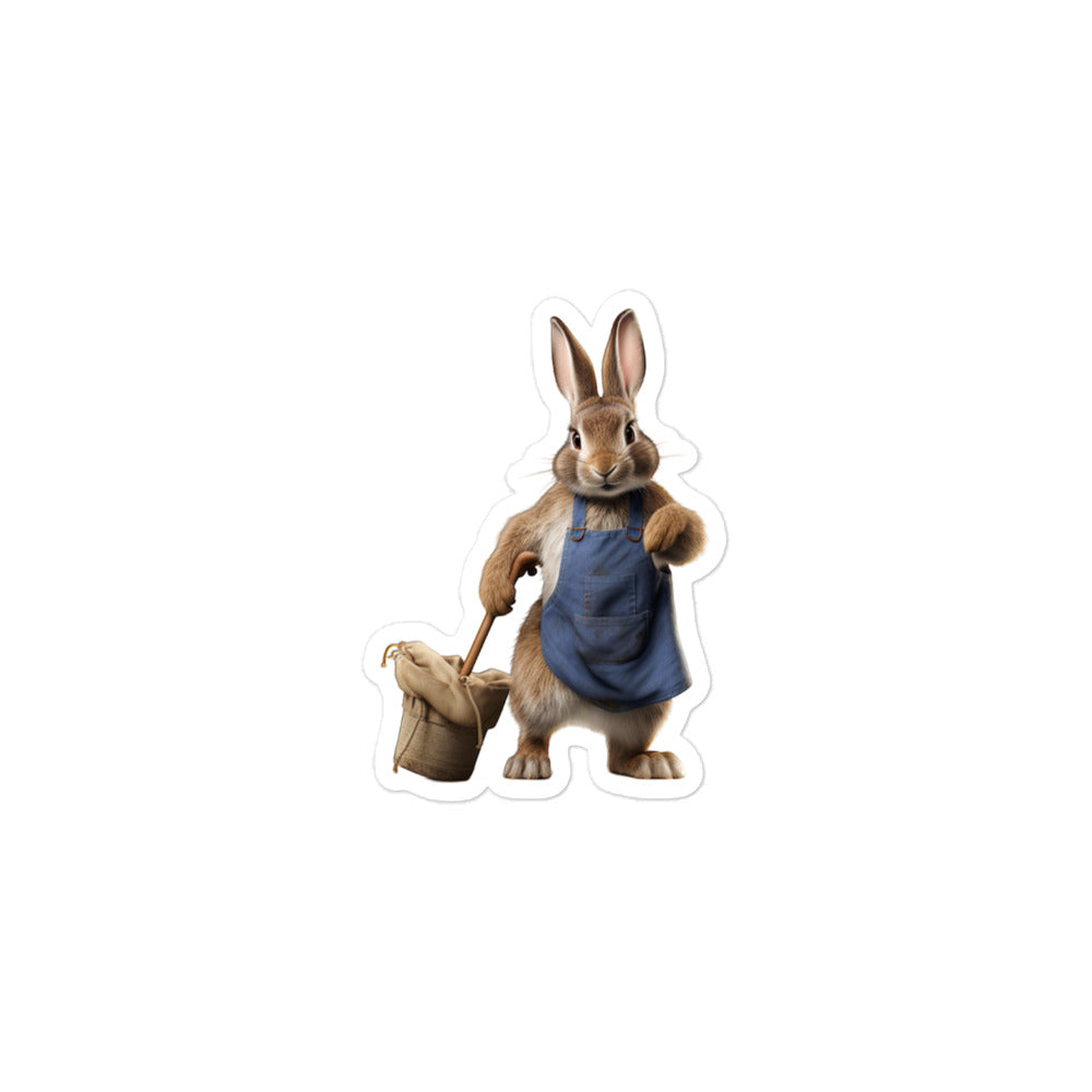 Dutch Diligent Janitor Bunny Sticker - Stickerfy.ai
