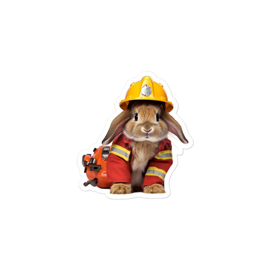 Dutch Brave Firefighter Bunny Sticker - Stickerfy.ai