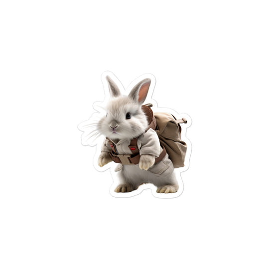 Dwarf Hotot Enthusiastic Student Bunny Sticker - Stickerfy.ai