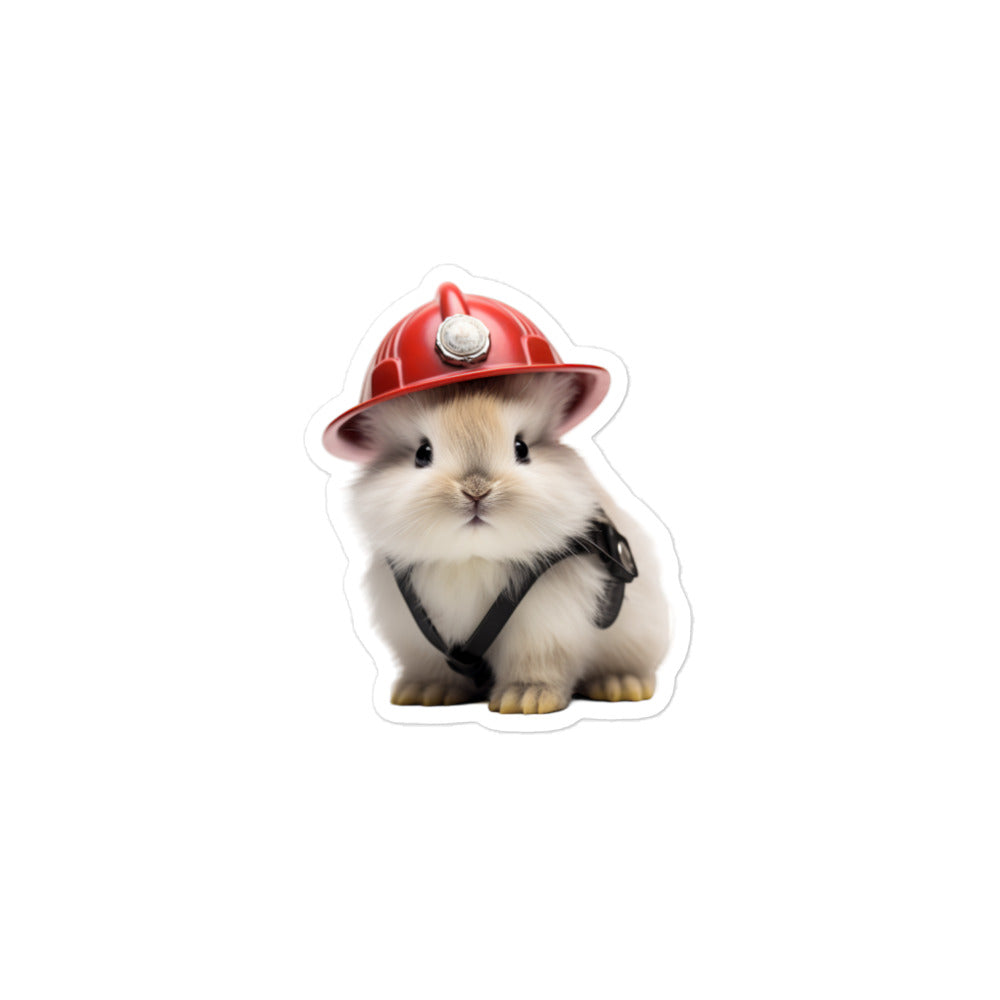 Dwarf Hotot Brave Firefighter Bunny Sticker - Stickerfy.ai