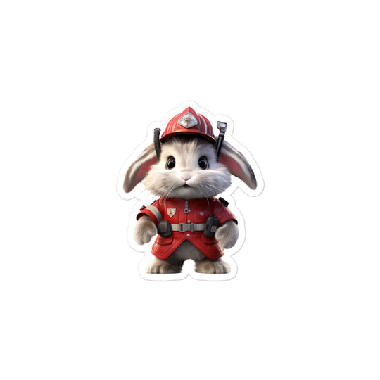 Dwarf Hotot Brave Firefighter Bunny Sticker - Stickerfy.ai