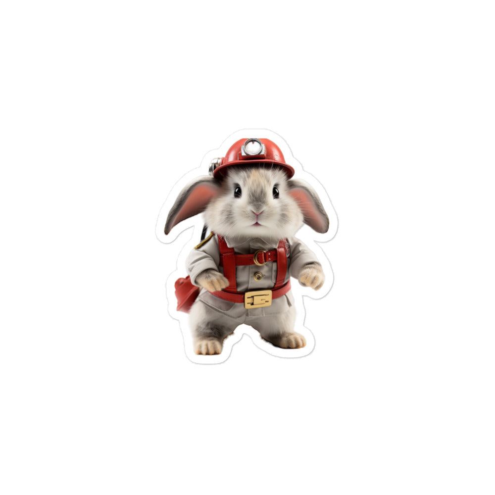 Dwarf Hotot Brave Firefighter Bunny Sticker - Stickerfy.ai