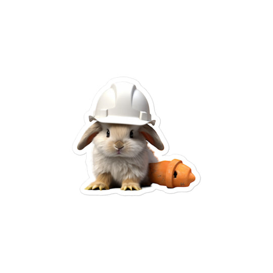 Dwarf Hotot Contractor Bunny Sticker - Stickerfy.ai