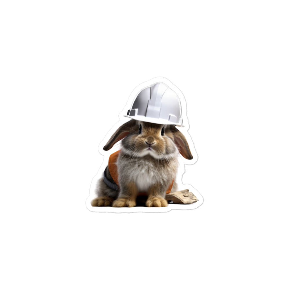 Dwarf Hotot Contractor Bunny Sticker - Stickerfy.ai