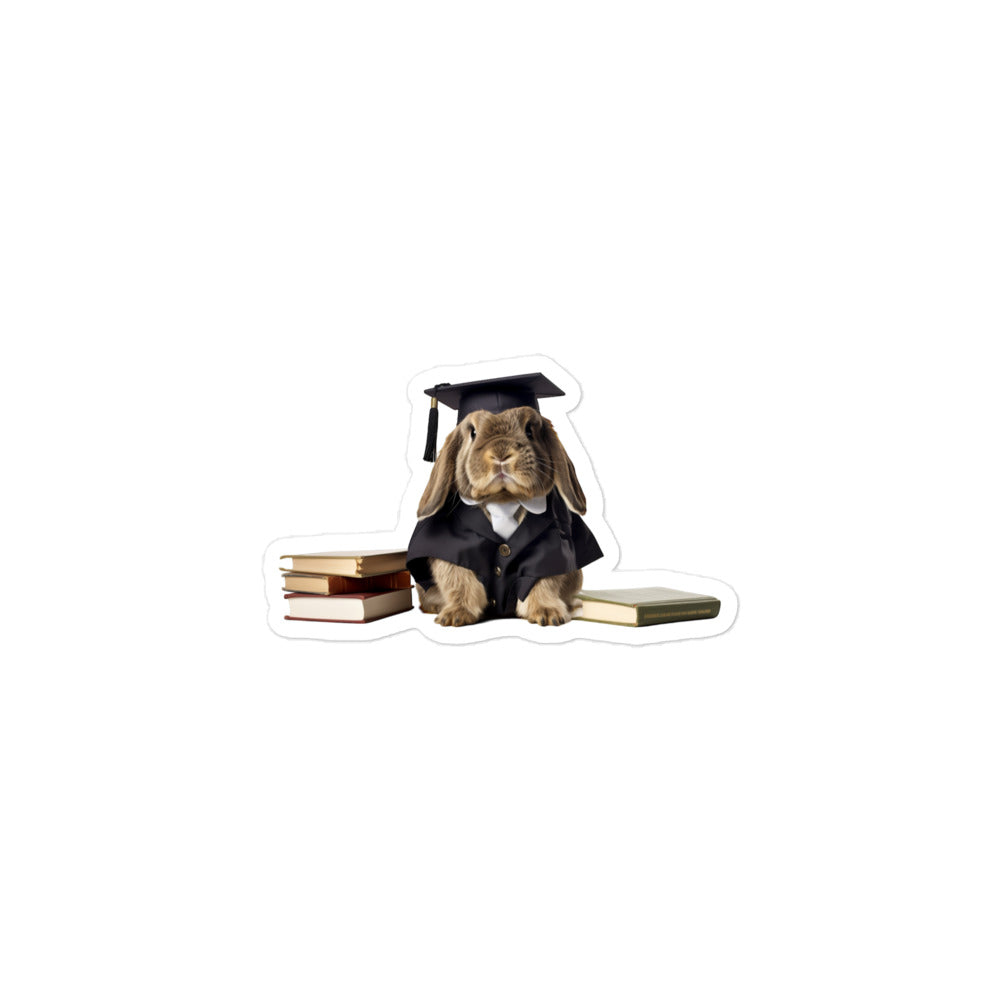 English Lop Enthusiastic Student Bunny Sticker - Stickerfy.ai