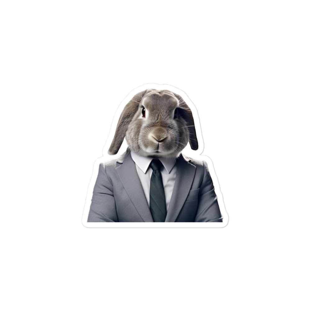 English Lop Persuasive Sales Bunny Sticker - Stickerfy.ai