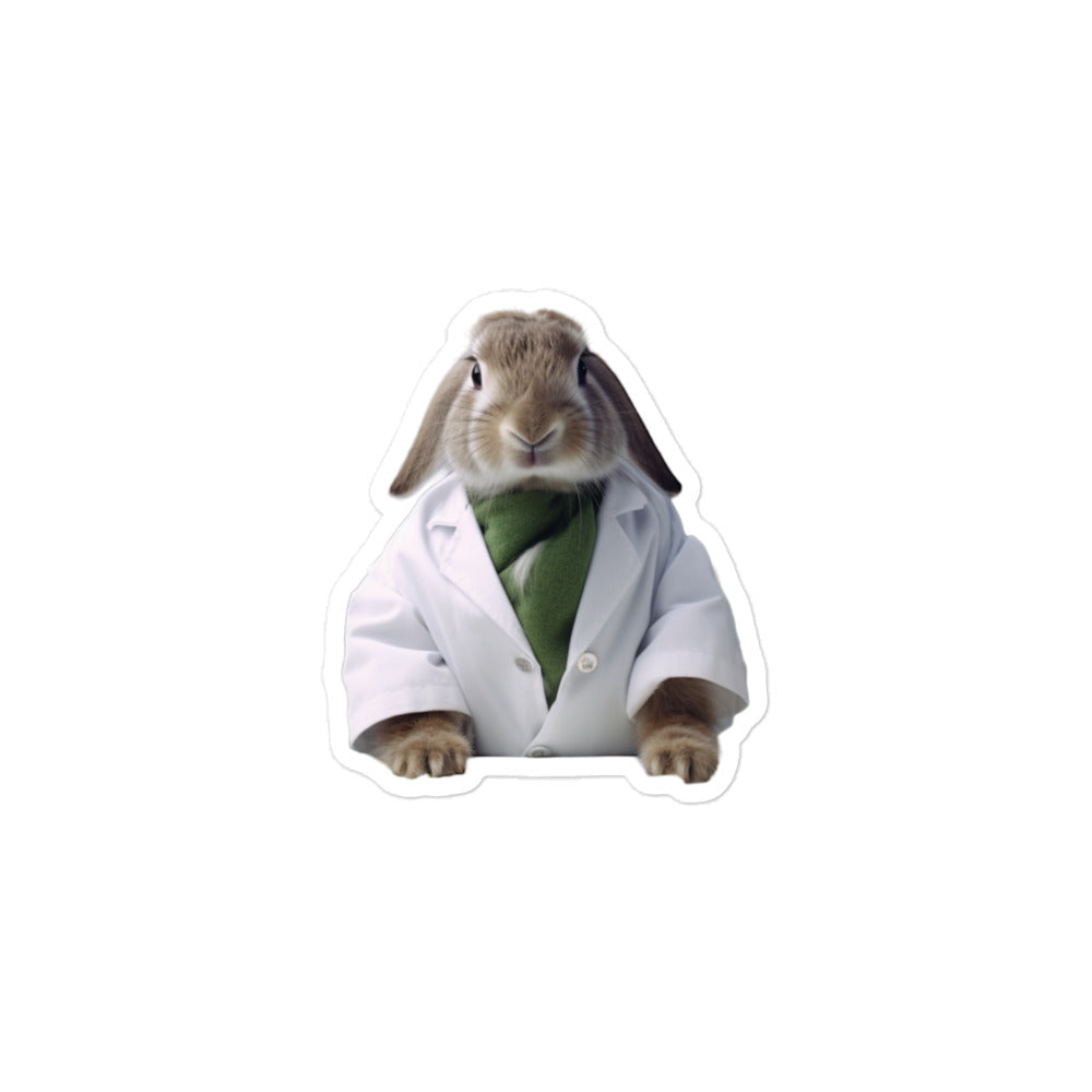 English Lop Knowledgeable Pharmacist Bunny Sticker - Stickerfy.ai