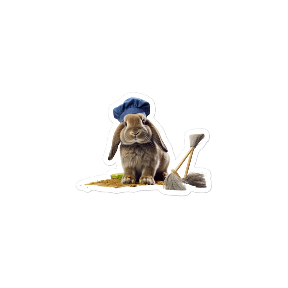 English Lop Diligent Janitor Bunny Sticker - Stickerfy.ai