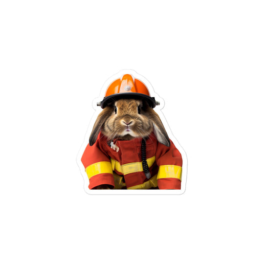 English Lop Brave Firefighter Bunny Sticker - Stickerfy.ai