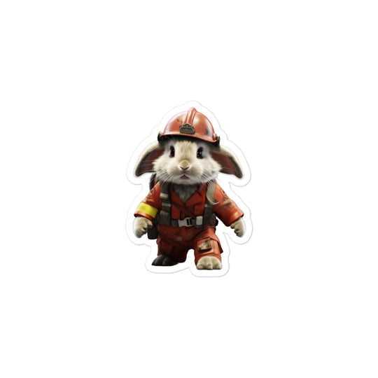 English Spot Brave Firefighter Bunny Sticker - Stickerfy.ai