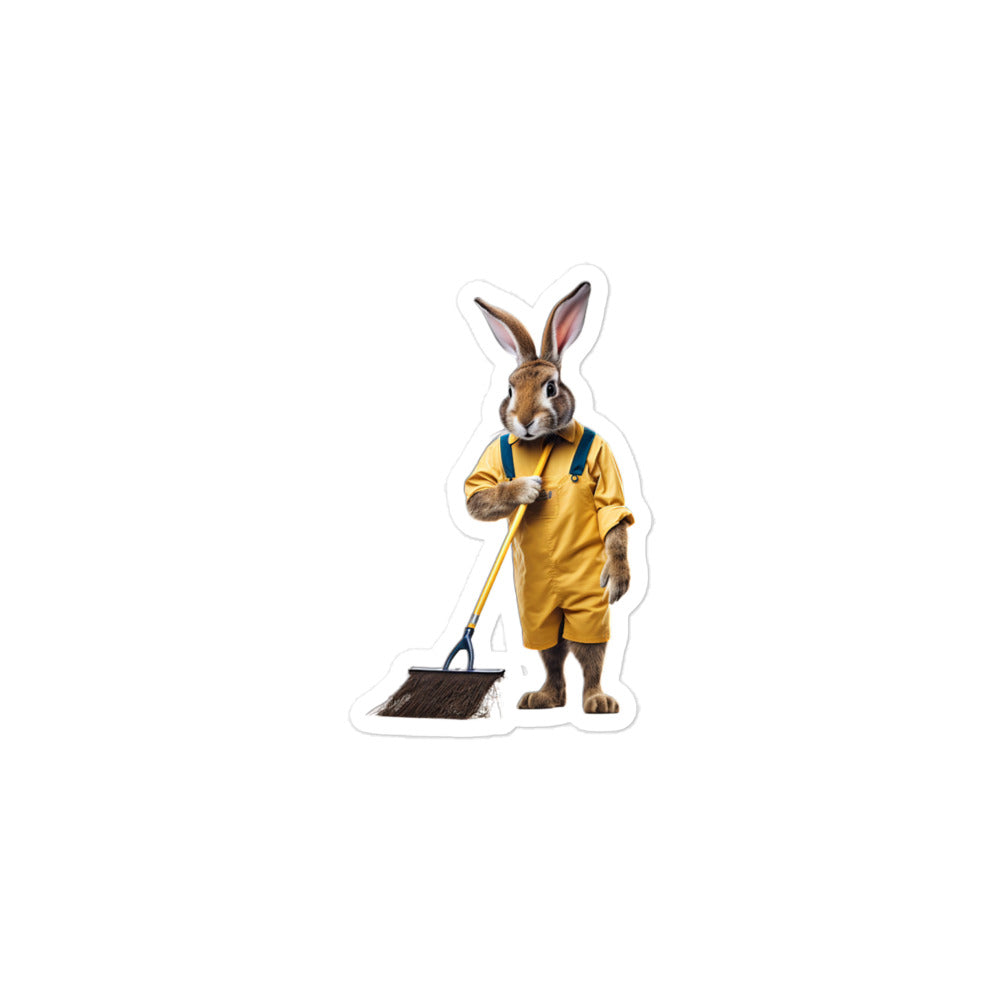 Flemish Giant Diligent Janitor Bunny Sticker - Stickerfy.ai