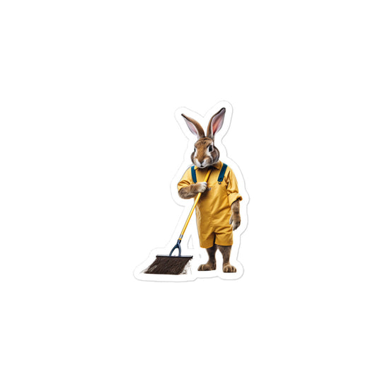 Flemish Giant Diligent Janitor Bunny Sticker - Stickerfy.ai