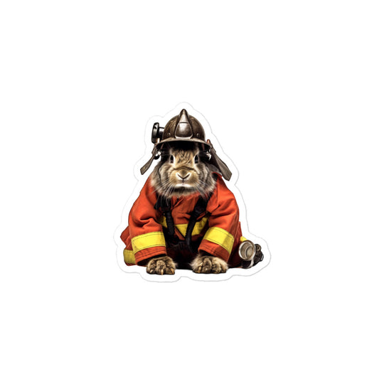 Flemish Giant Brave Firefighter Bunny Sticker - Stickerfy.ai