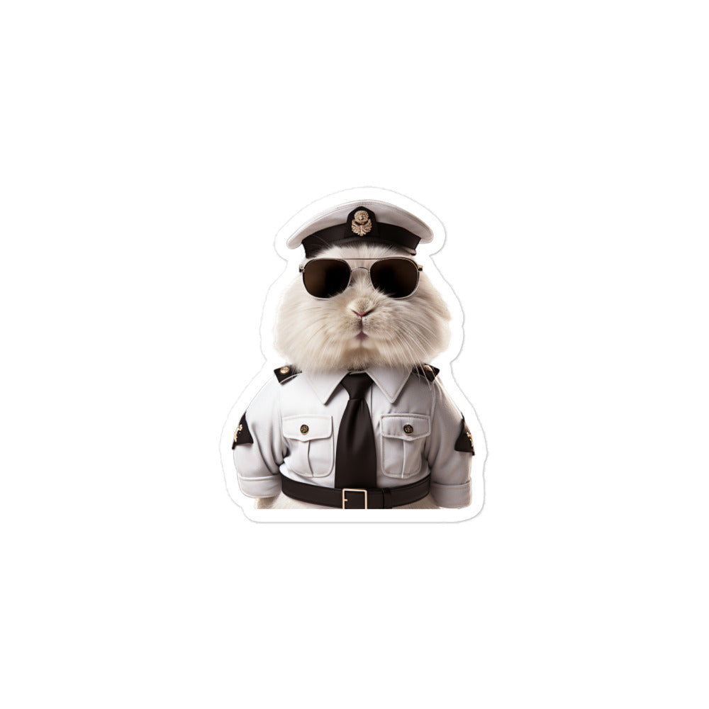 French Angora Security Officer Bunny Sticker - Stickerfy.ai