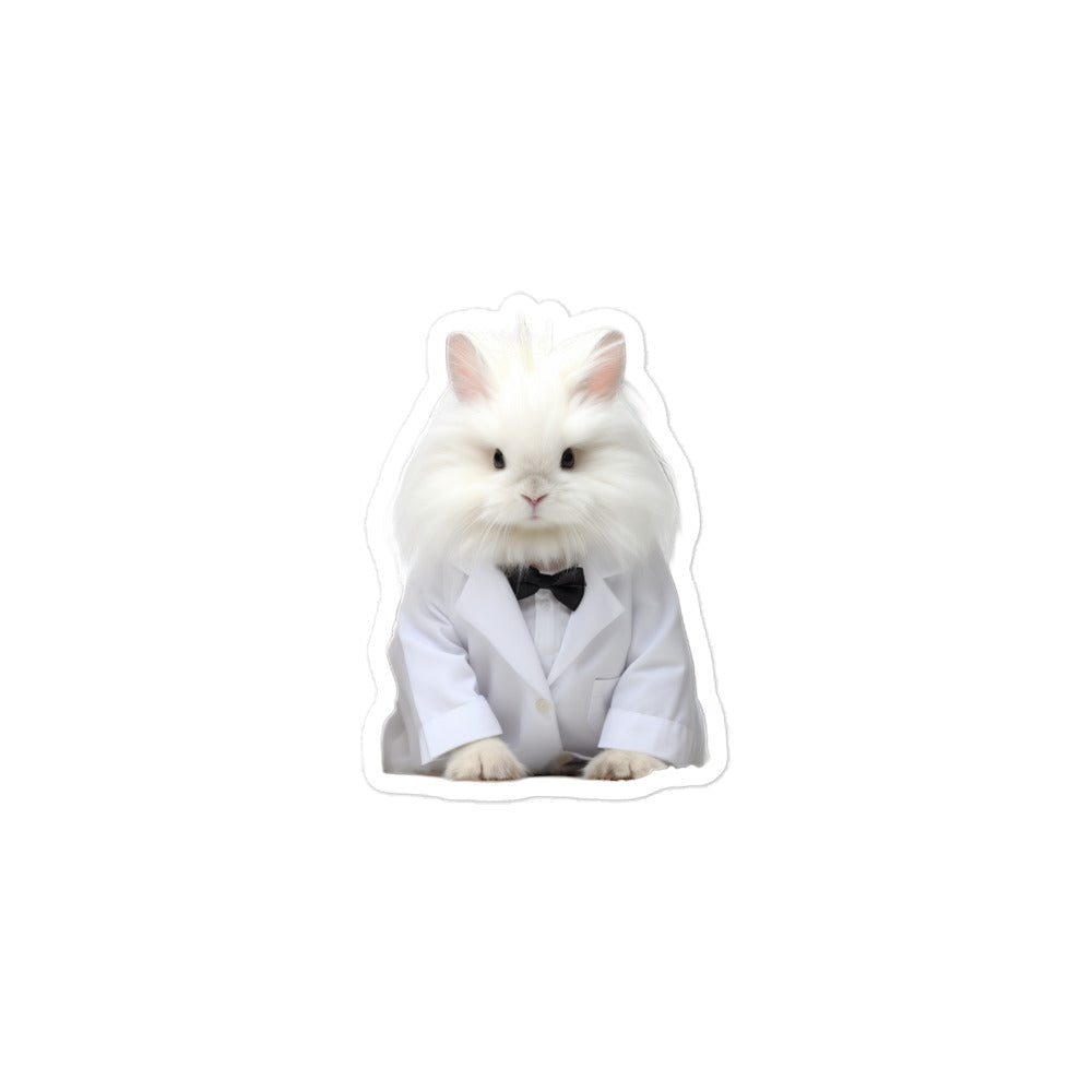 French Angora Knowledgeable Pharmacist Bunny Sticker - Stickerfy.ai