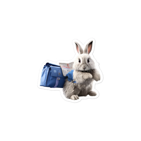 French Angora Mail Carrier Bunny Sticker - Stickerfy.ai