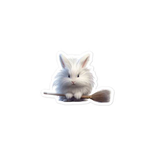 French Angora Diligent Janitor Bunny Sticker - Stickerfy.ai