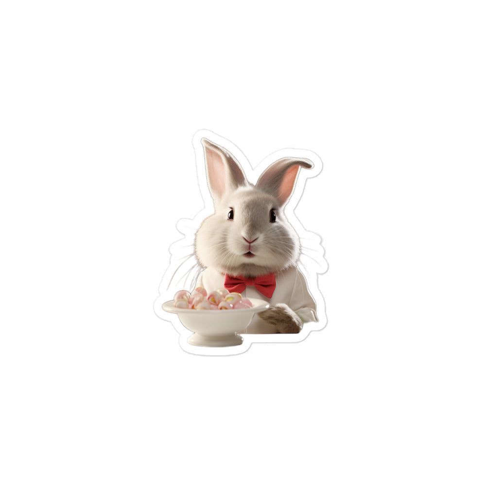 French Angora Welcoming Hotel Bunny Sticker - Stickerfy.ai