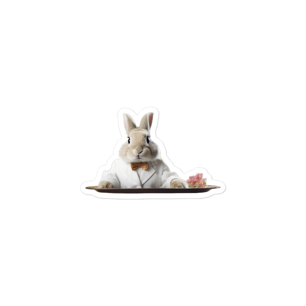 French Angora Welcoming Hotel Bunny Sticker - Stickerfy.ai