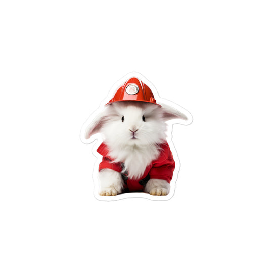 French Angora Brave Firefighter Bunny Sticker - Stickerfy.ai