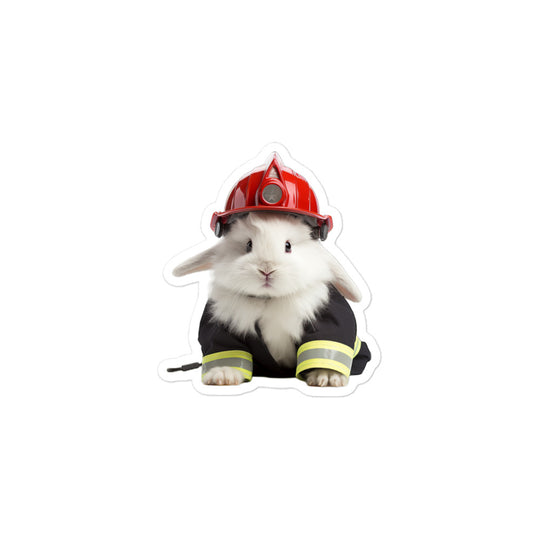 French Angora Brave Firefighter Bunny Sticker - Stickerfy.ai