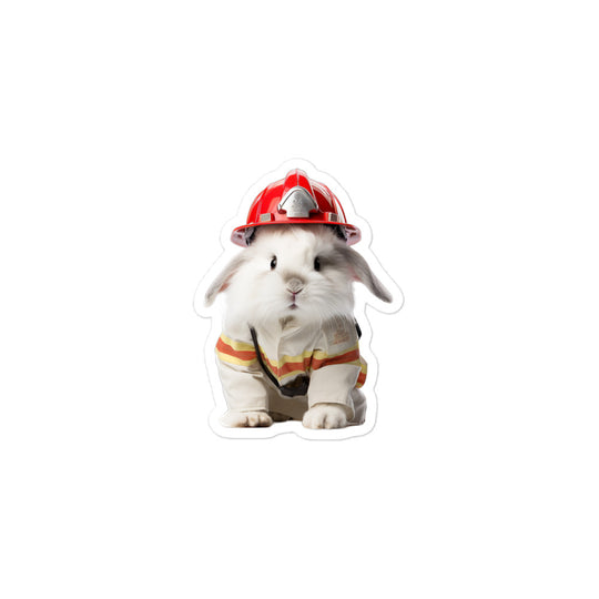 French Angora Brave Firefighter Bunny Sticker - Stickerfy.ai