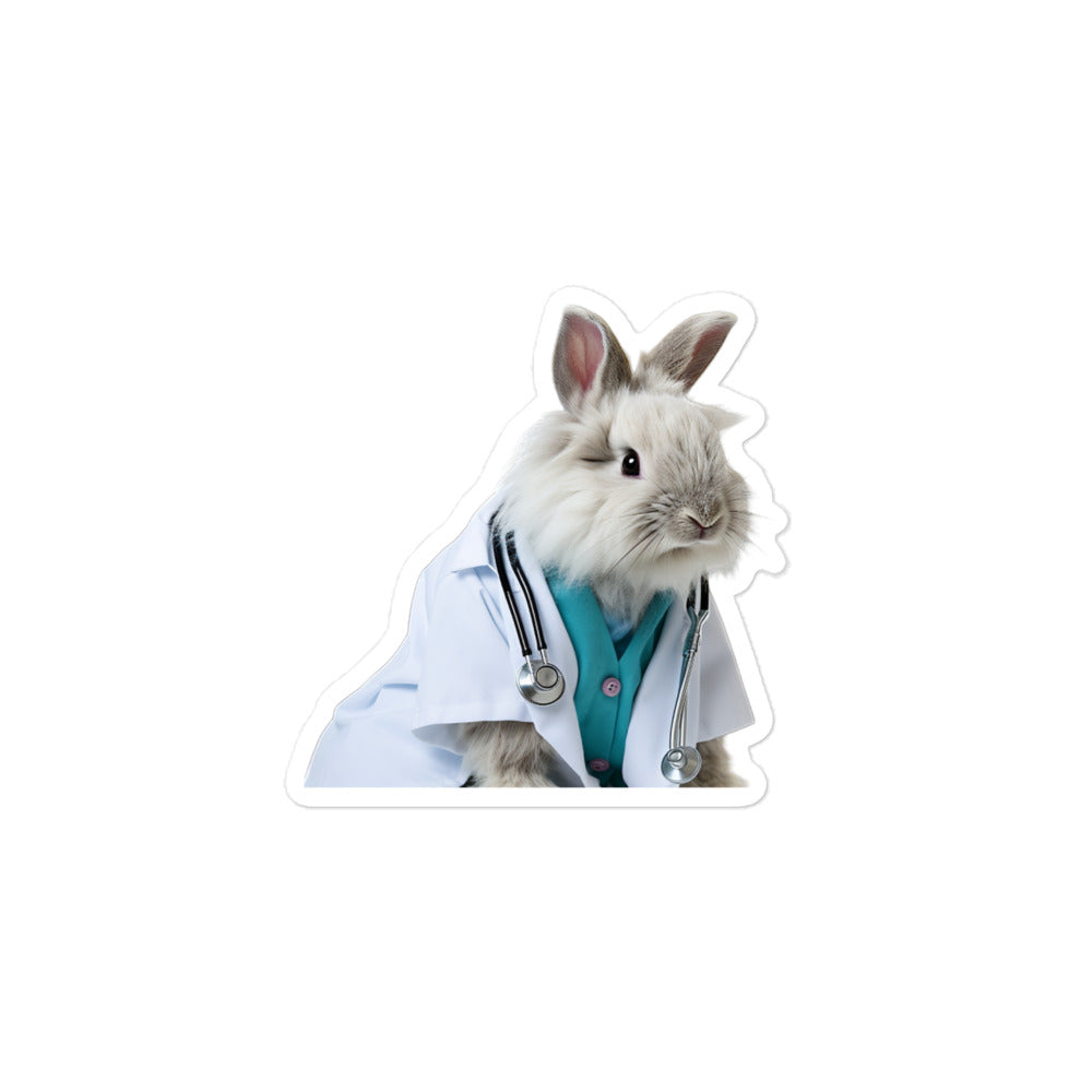 French Angora Compassionate Doctor Bunny Sticker - Stickerfy.ai