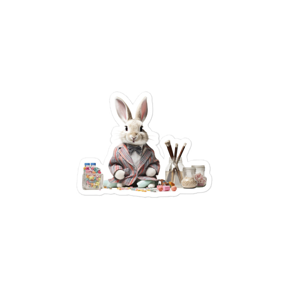 Harlequin Knowledgeable Pharmacist Bunny Sticker - Stickerfy.ai