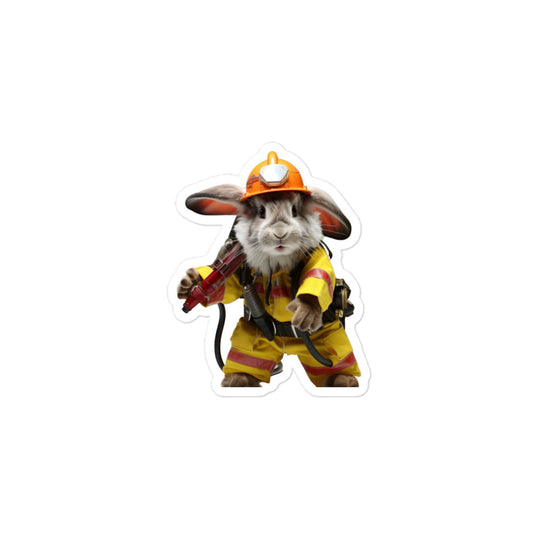 Harlequin Brave Firefighter Bunny Sticker - Stickerfy.ai