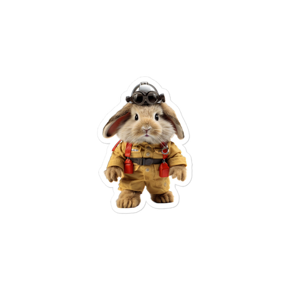 Himalayan Brave Firefighter Bunny Sticker - Stickerfy.ai