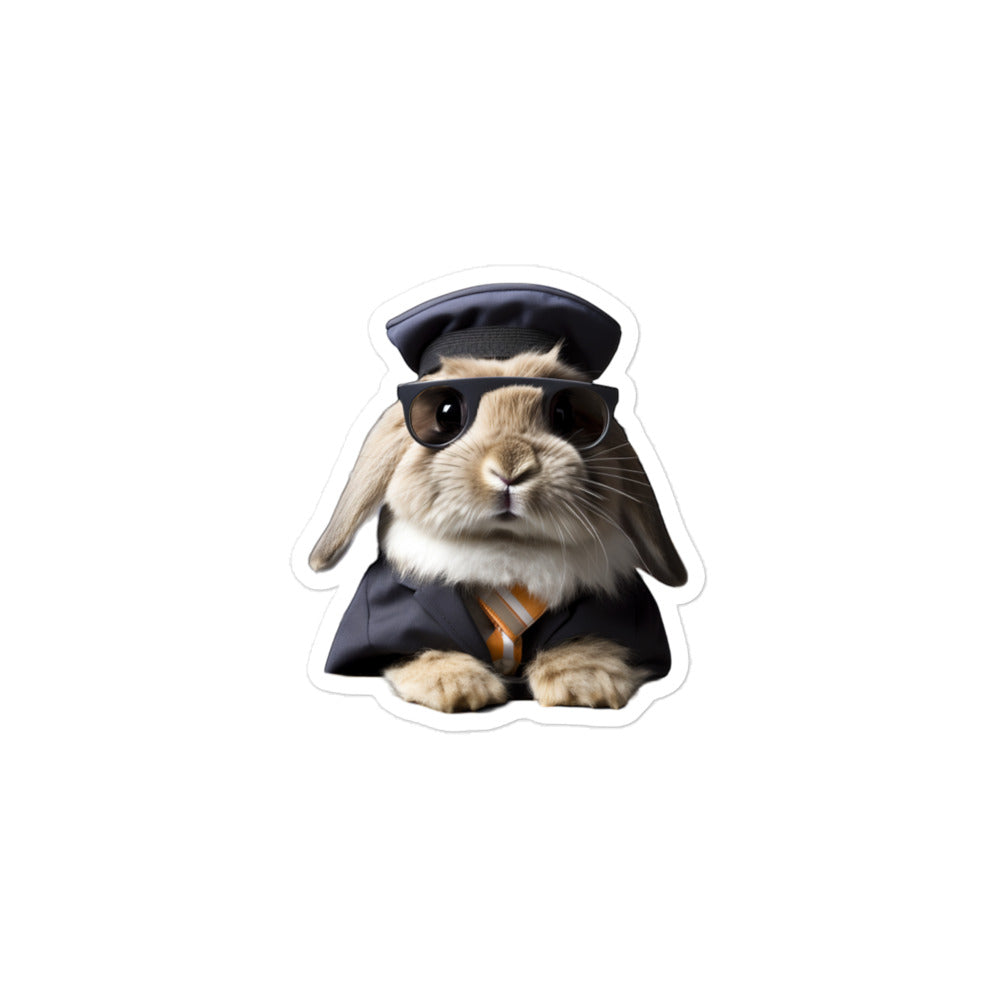 Holland Lop Transit Operator Bunny Sticker - Stickerfy.ai