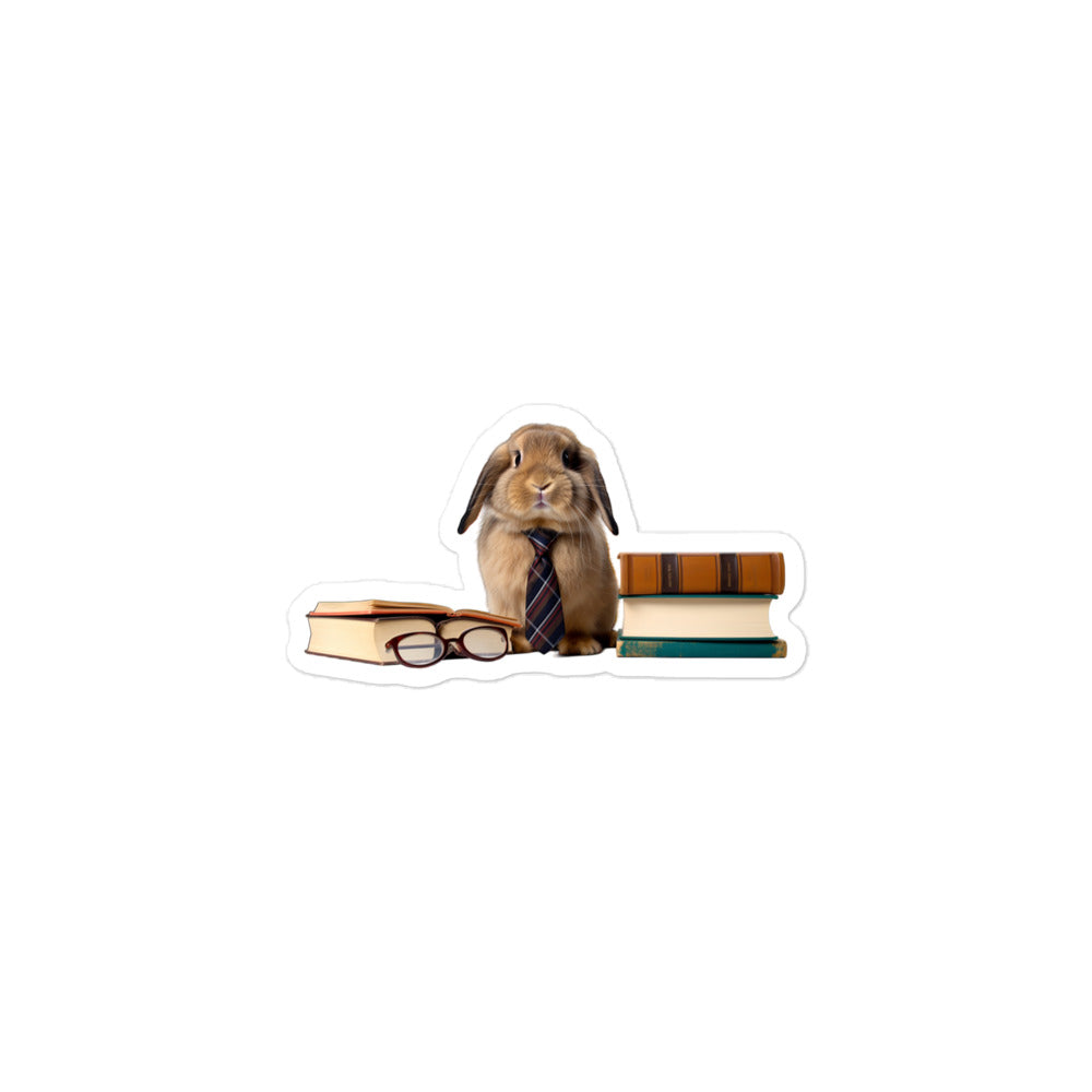 Holland Lop Enthusiastic Student Bunny Sticker - Stickerfy.ai