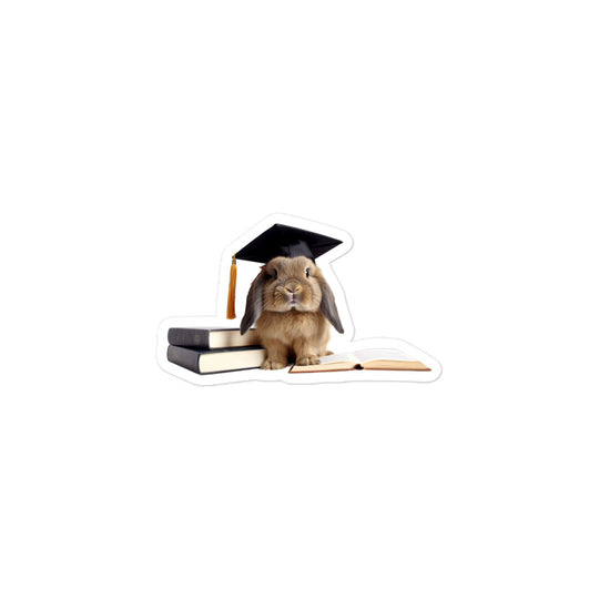 Holland Lop Enthusiastic Student Bunny Sticker - Stickerfy.ai