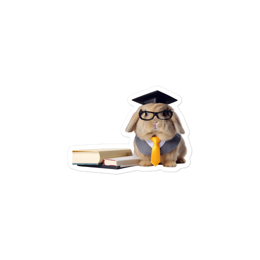 Holland Lop Enthusiastic Student Bunny Sticker - Stickerfy.ai