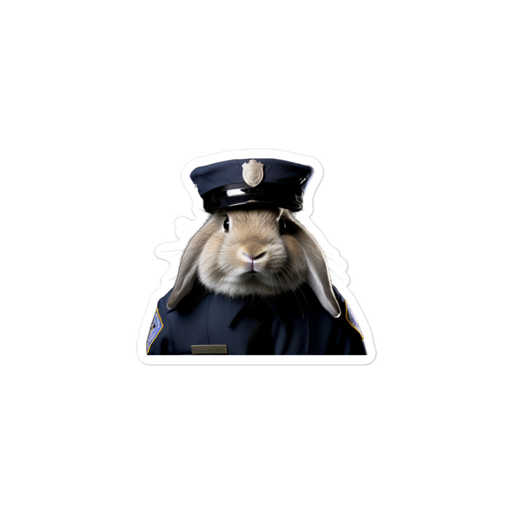 Holland Lop Security Officer Bunny Sticker - Stickerfy.ai