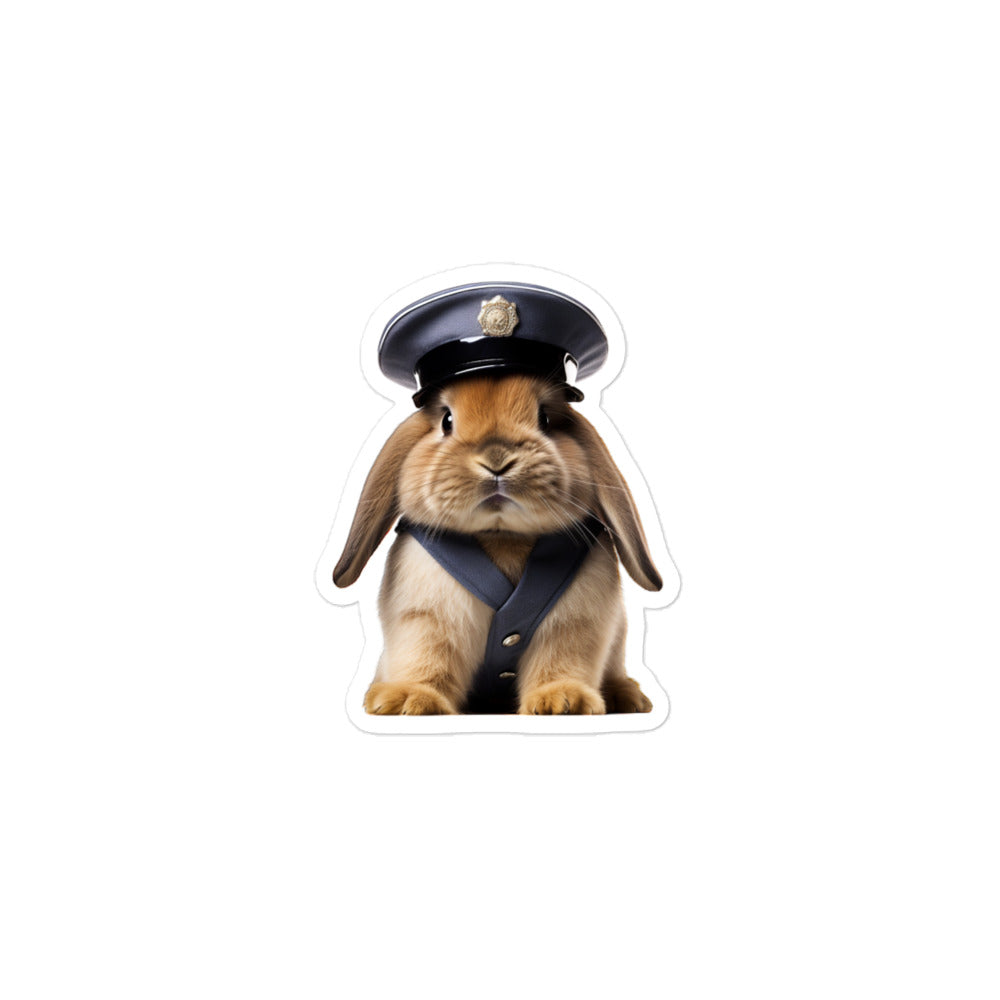 Holland Lop Security Officer Bunny Sticker - Stickerfy.ai