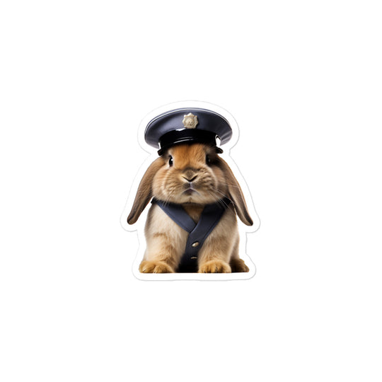 Holland Lop Security Officer Bunny Sticker - Stickerfy.ai