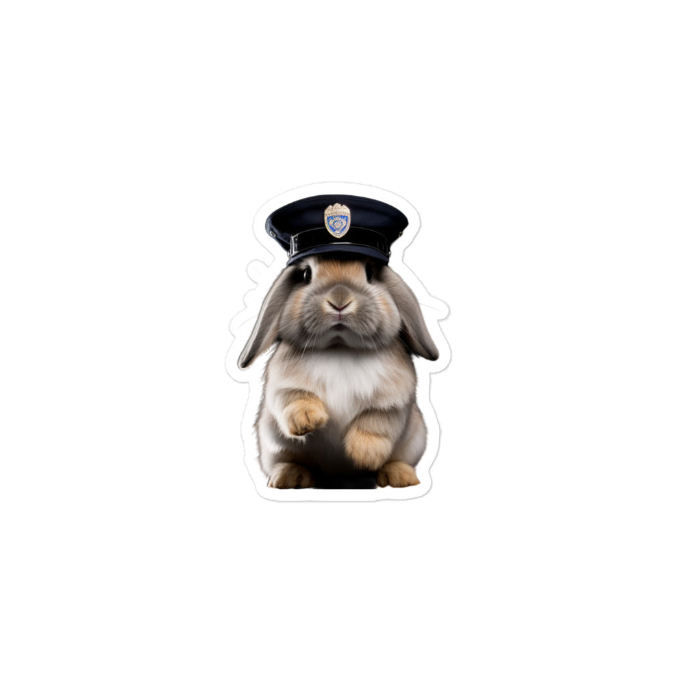 Holland Lop Security Officer Bunny Sticker - Stickerfy.ai
