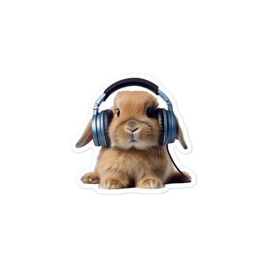 Holland Lop Enthusiastic Student Bunny Sticker - Stickerfy.ai