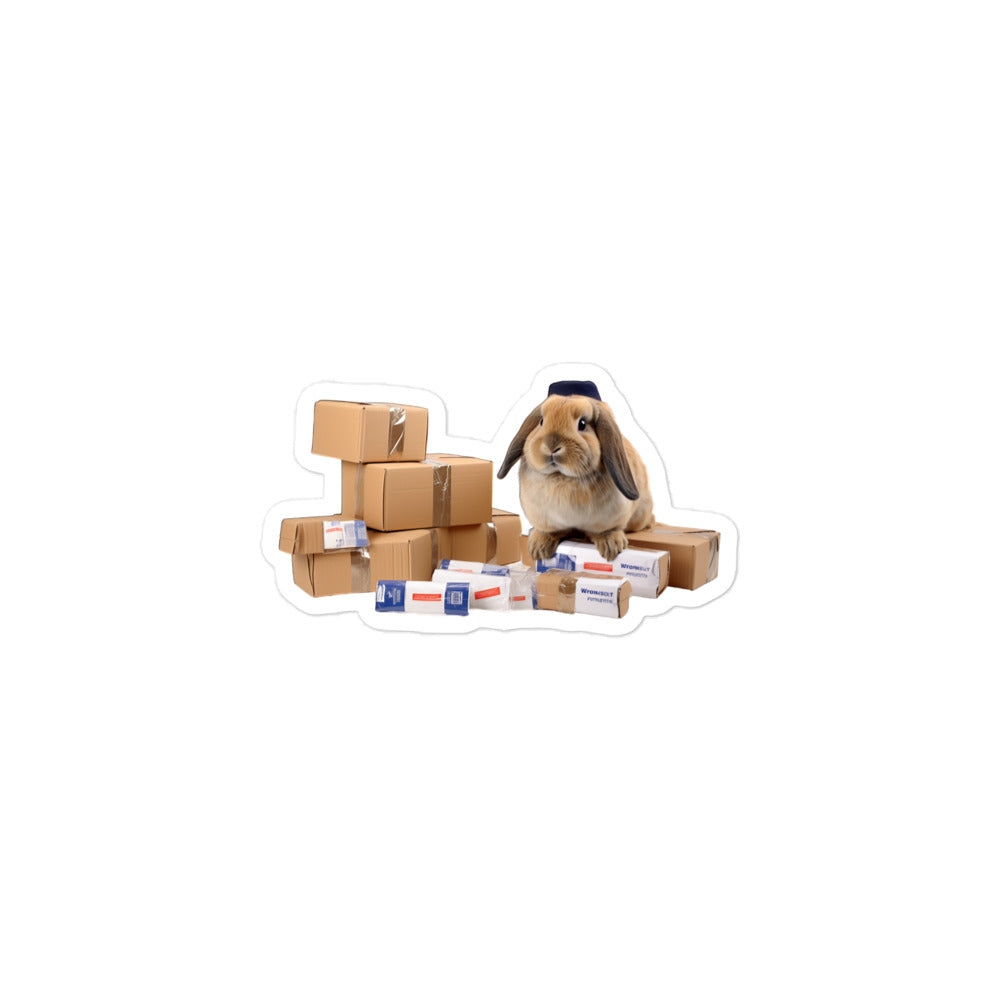 Holland Lop Mail Carrier Bunny Sticker - Stickerfy.ai