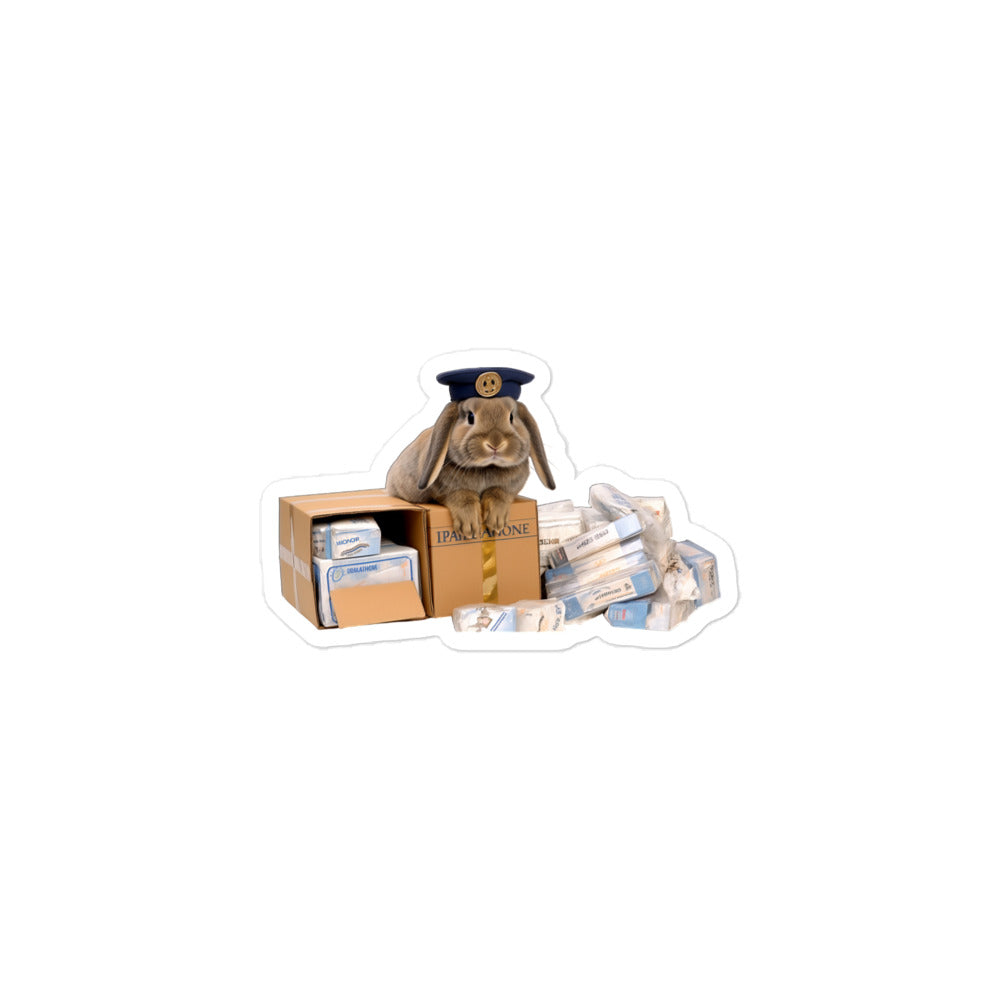 Holland Lop Mail Carrier Bunny Sticker - Stickerfy.ai