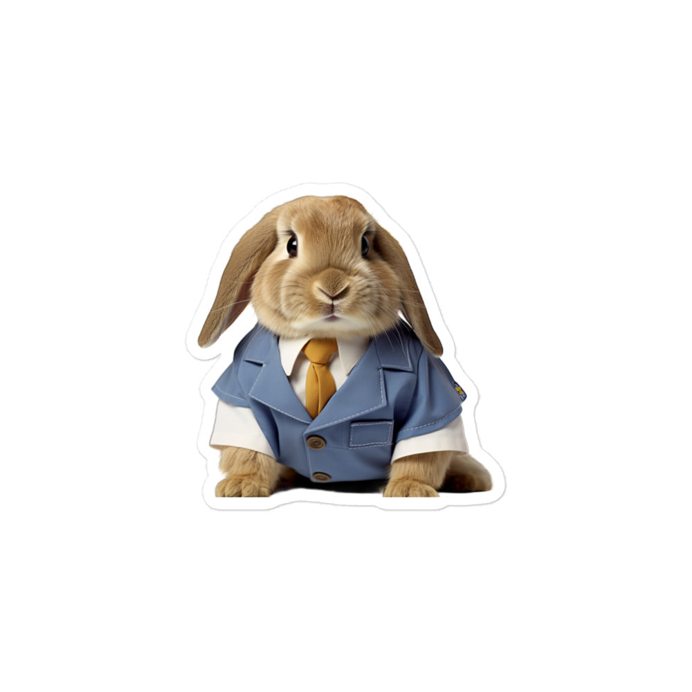 Holland Lop Welcoming Hotel Bunny Sticker - Stickerfy.ai