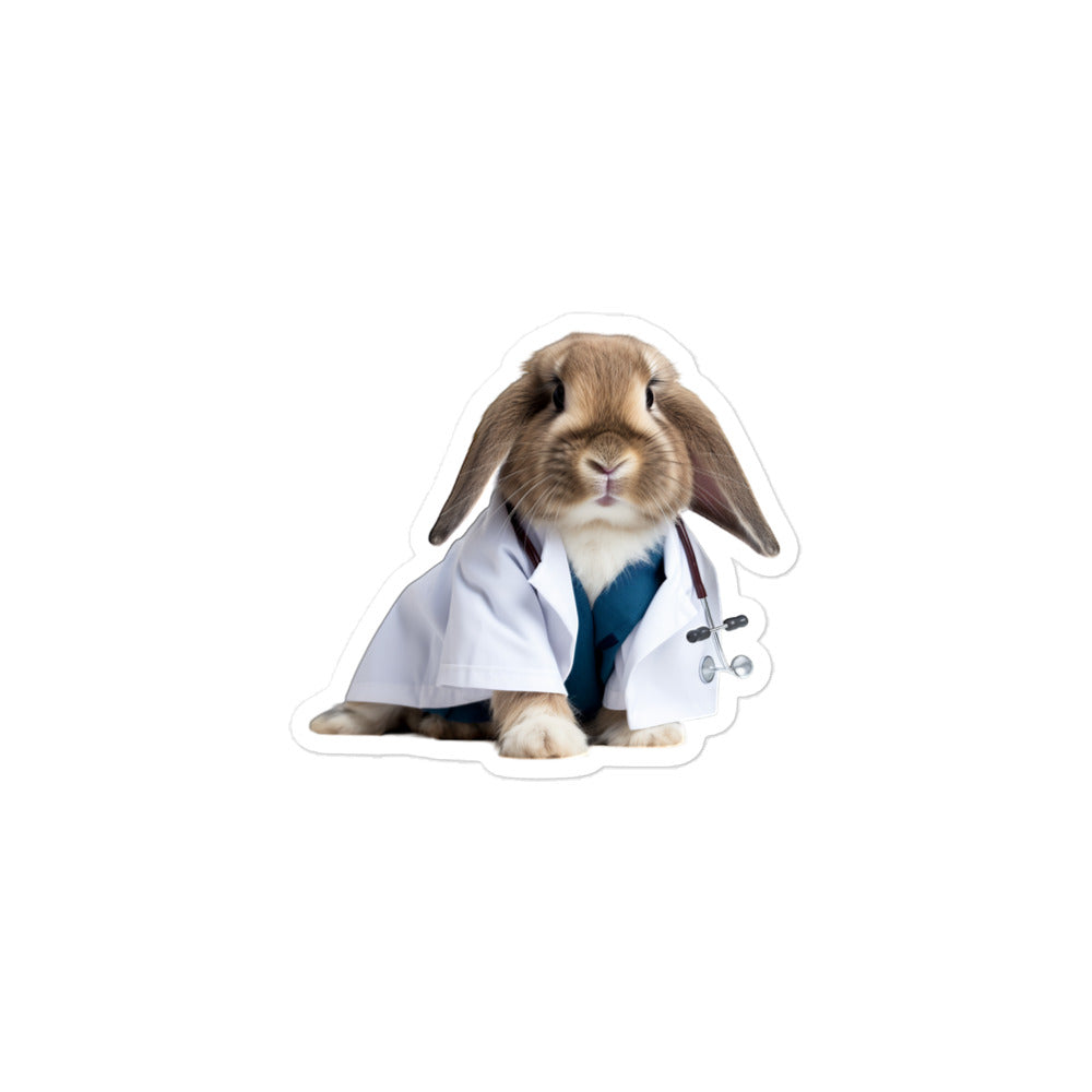 Holland Lop Compassionate Doctor Bunny Sticker - Stickerfy.ai