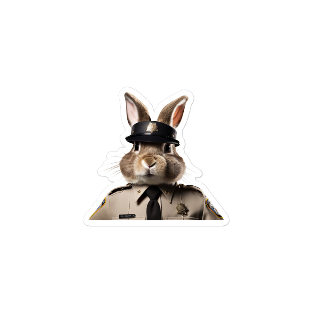 Jersey Wooly Security Officer Bunny Sticker - Stickerfy.ai