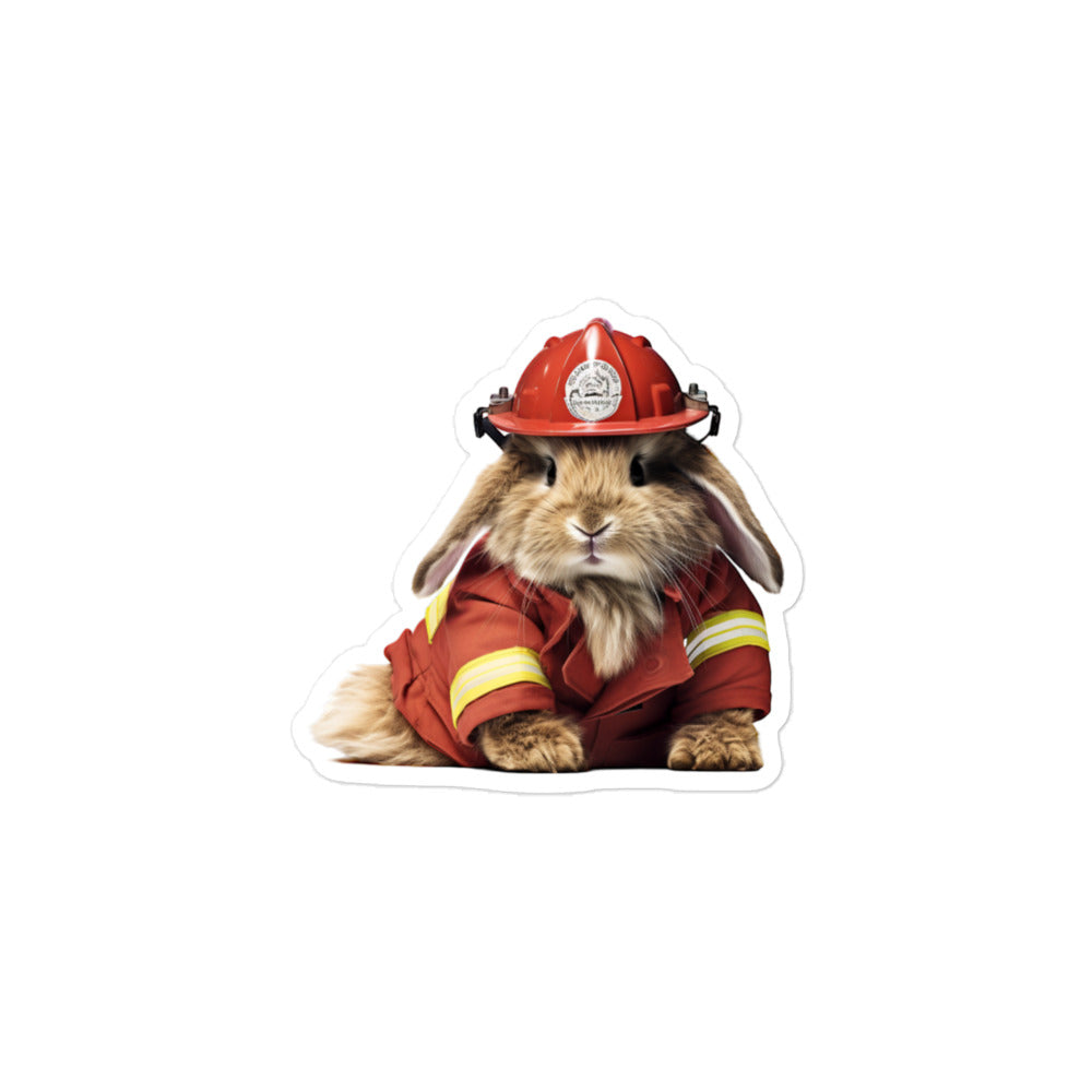 Jersey Wooly Brave Firefighter Bunny Sticker - Stickerfy.ai