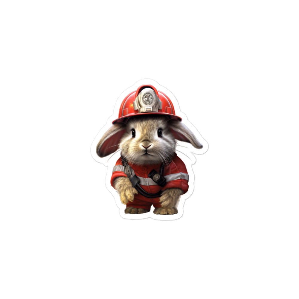 Jersey Wooly Brave Firefighter Bunny Sticker - Stickerfy.ai