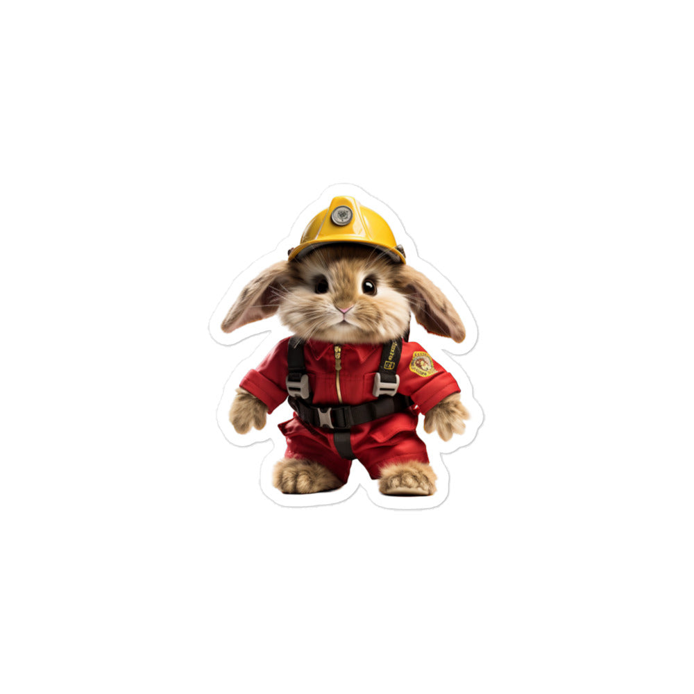 Jersey Wooly Brave Firefighter Bunny Sticker - Stickerfy.ai