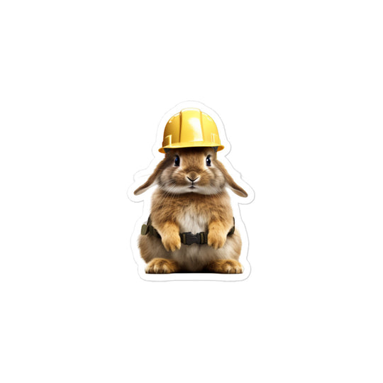 Jersey Wooly Contractor Bunny Sticker - Stickerfy.ai